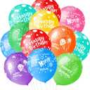 50pcs 12inch Happy Birthday Balloons for Men&Women, Assorted Balloons for Party, Beautiful Flowers Printed Decoration (Birthday)