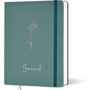 XAOWON Lined Journal, 192 Pages, 5.7''x8.3'', 100 GSM Thick Paper, Hardcover Notebook for Work, Journaling Notebooks for Men, Women, Green