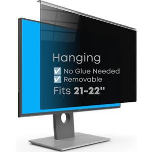 Hanging Privacy Screen Protector for Monitor (Fits 21-22 Inch Frameless), 30+ Full Privacy & 95% Light Blocking, Instant Setup, 87% Blue Light & 97% UV Block, Office Data Security & Eye Protection