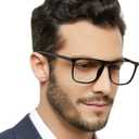 MARE AZZURO Reading Glasses Men Square Reader 0 1.0 1.25 1.5 1.75 2.0 2.25 2.5 2.75 3.0 3.5 4.0 5.0 6.0 (Black 200)