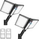 Solar Street Lights Outdoor Waterproof Solar Powered Security Light with Motion Sensor & Remote, Exterior Flood Lighting for Barn, Yard, House, Outside, Garage (Black 2Pack)