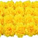 20 Pcs Artificial Flower Peonies, 5" Silk Fake Peonies with 6" Stems No Leaf, Faux Peonies Flowers for Decoration Wedding Home Party Centerpiece Decor Floral Art (Yellow)