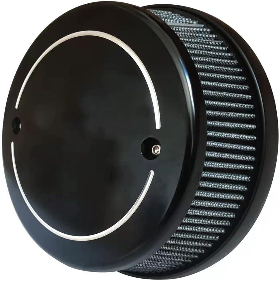 Air Filter Harley Cleaner Motorcycle Intake CNC Cut Kit Black for Indian Models Vintage Springfield Chieftain Roadmaster 2014 - 2021 (BGIN-990BL)