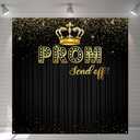Tiamon Prom Backdrop 2025 Prom Send Off Graduation Party Decoration 71 x 71 Inch Black Glitter Photography Background Congrats Grad Banner Background for Class of 2025 School Party Supplies(Gold)