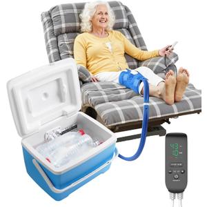 Cold Therapy Machine for Knee Replacement with Programmable Timer, Ice Machine After Surgery, Cryotherapy Pain Relief & Swelling Reduction Post-Op, Compression Pad for Knee, Ankle and Elbow