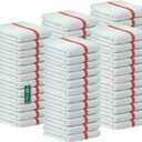 Bar Mop Red Stripe 10 lbs 16x19 Pack of 60, 100% Cotton Double Stitched Route Ready Absorbent Kitchen Towel Dish Towels and Dishcloths Towels Sets Washcloth Kitchen Towels