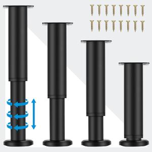 [Upgraded] 4 PCS Metal Adjustable Furniture Legs 7-11.8 inch, Heavy Duty Cabinet Legs Extension for Couch/Bed/Desk/Sofa/Table/Chair/Dresser, Replacement Legs for Furniture Black