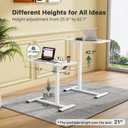 Gibbon Mounts Mobile Standing Desk, Pneumatic Adjustable Rolling Desk(31.5 Inches), Portable Laptop Desk with Wheels, Overbed Bedside Table Laptop Table for Couch, Home, Office, White, 32"