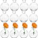 SOUJOY Set of 12 Small Glass Ball Bud Vase, Unique Mini Low Sitting Flower Vase, Clear Floral Centerpieces for Home Decor, Weddings, Floral Arrangements, Events, Parties