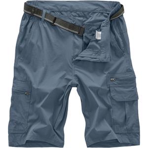 Jessie Kidden Mens Outdoor Casual Expandable Waist Lightweight Water Resistant Quick Dry Fishing Hiking Shorts (32, Solid Blue Grey)