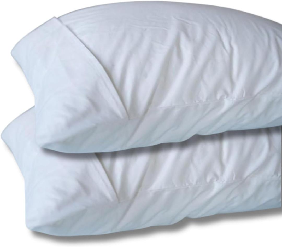 Dust & Allergen Protective Pillow Cover  Standard/Queen, French Fold, Cotton/Poly Blend, White  Soft, Breathable Pillow Protector, 2-Pack