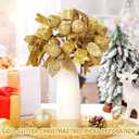6pcs Christmas Gold Glitter Picks and Sprays for Tree Artificial Gold Flower Leaf with Gift Box Bird Ball Ornaments Branches Stems Decorations DIY Wreath Vase Table Centerpieces Home Decor
