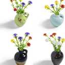 rhinocats Mini Vase Magnets for Fridge, Cute Magnetic Ceramic Vases for Refrigerator Kitchen Locker Office (4 Pack)