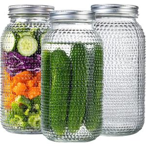 WELLIFE 3 Pack 64 oz Mason Jars Wide Mouth,Large Mason Jars for Pickling, Canning, Fermenting and Food Storage, Microwave & Dishwasher Safe