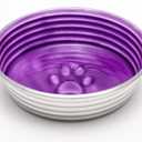 Loving Pets - Le BOL Dog Food Water Bowl Enamel Ceramic Bowl No Tip Stainless Steel Pet Bowl No Skid Spill Proof (Large, Lilac)