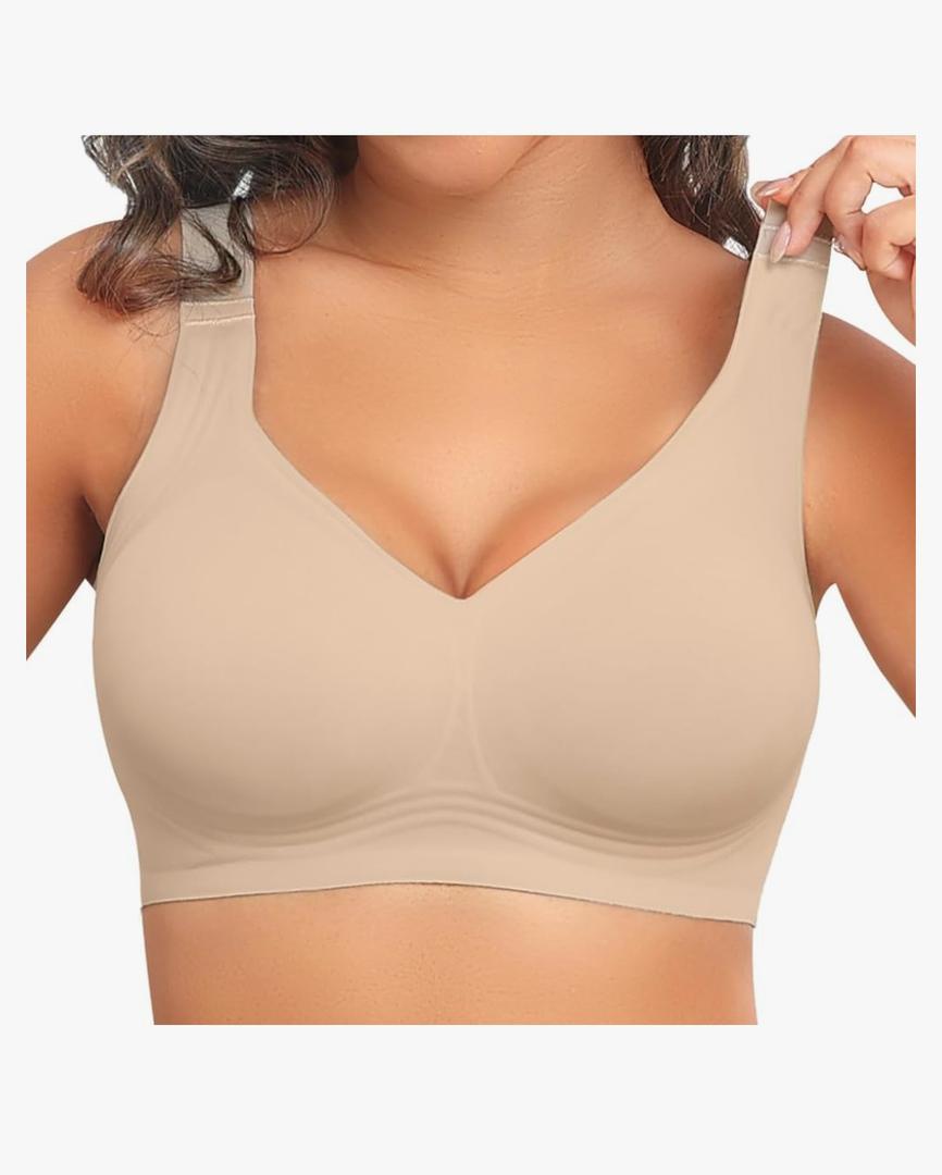 PoseFree Womens Seamless Wireless Supportive Bra Push Up Comfort Soft No Underwire Full Coverage T-Shirt Bra XL PoseFree Womens Seamless Wireless Supportive Bra Push Up Comfort Soft No Underwire Full Coverage T-Shirt Bra XL