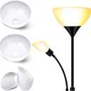 Hortsun Replacement Lamp Shade 4 Pcs White Replacement Plastic Lampshade 2 Pack 1.65" Fitter 10" Diameter Bowl Shape 2 Pack 1.97" Bottom Size Horseshoe Shape for LED Torchiere Floor Lamps Upright