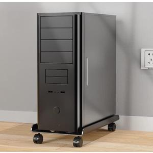 GMZ&KEHC CPU Tower Stand, Mobile CPU Holder with Protective Sides and 4 Caster Wheels Computer Tower Stand Carts Fits for Most Computer Tower, Pc Cart Tower Stand for Carpet,Black