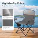 LET'S CAMP Camping Chair 2 Pack Folding Chair with 4-Can Cooler Bag Portable Lawn Chair with Cup Holder,Storage Pocket, Supports 350LBS, Collapsible Chair for Camp, Beach, Picnic (Grey)