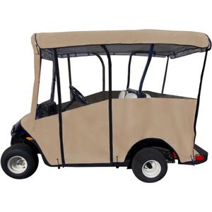 DoorWorks Golf Cart Cover Upto 80’ Golf Cart Covers 4 Passenger Premium Waterproof Windproof Sunproof Golf Cart Accessories Travel 4-Sided Fits Club Car Tan
