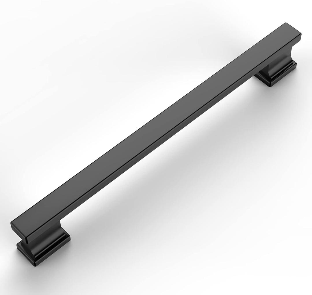 Amerdeco 10 Pack Matte Black Cabinet Pulls 6.25"/160MM Hole Center Hole Center Drawer Pulls Cabinet Hardware Kitchen Cabinet Handles for Bathroom Dresser Pulls ZH00013
