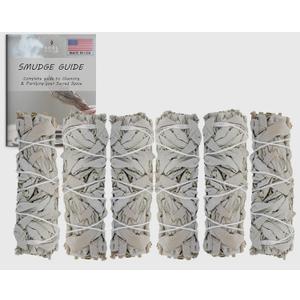 SOUL STICKS 4 Inch 6-Pack Organic California White Sage Smudge Sticks Bulk for Home Cleansing, Negative Energy Removal, Good Energy Meditation & Smudging Rituals | Pure Sage Bundles