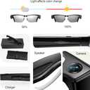 AI Smart Glasses with Camera, 8MP HD Video Recording, Real-Time Translation, Voice Assistant, camera glasses,ai glasses,Open-Ear Audio, Metal Frame, Auto Color-Changing Lenses for Travel & Vlogging