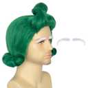 Miss U Hair Men Short Green Funny Wig with White Eyebrows Man Cosplay Halloween Party Wigs