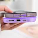 Compatible with iPhone 16 Pro Case 6.3" 2024, Cute Kawaii Curly Wave Frame Shape Soft Silicone Shockproof Protective Phone Cover for Women Girls, Clear/Purple