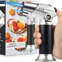 Blow Torch, Home-Grade Kitchen Cooking Torch with Lock Adjustable Flame Refillable Mini Blow Torch Lighter for BBQ, Baking, Brulee Creme, Light Cooking Tasks, DIY Soldering (Butane Gas Excluded)