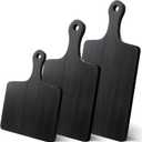 Geetery 3 Packs 6.7" Bamboo Cutting Board with Handle Charcuterie Wood Serving Cheese Board for Wedding Gift Rustic Decoration DIY Laserable, Length 16.5x6.7",14x6.7",9.8x6.7"(Black)