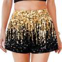 MANER Women's Sequin Shorts Sparkly Stretchy Night Out Party High Waisted Shorts
size L