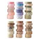 42 Rolls Vintage Stripe Washi Tape SetDecorative Tape for Scrapbooking, Journaling, Bullet Journals, DIY Crafts, and Gift Wrapping (Green)