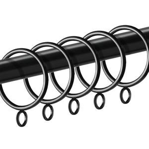 42 Pack Curtain Rings with Eyelet 1.5" Inner Diameter,Metal Drapery Ring Fits up to 1.25" Drapery Rod,Glide Smoothly Curtain Rod Rings,Strong Vintage Decorative Rustproof Curtain Hooks (Black)