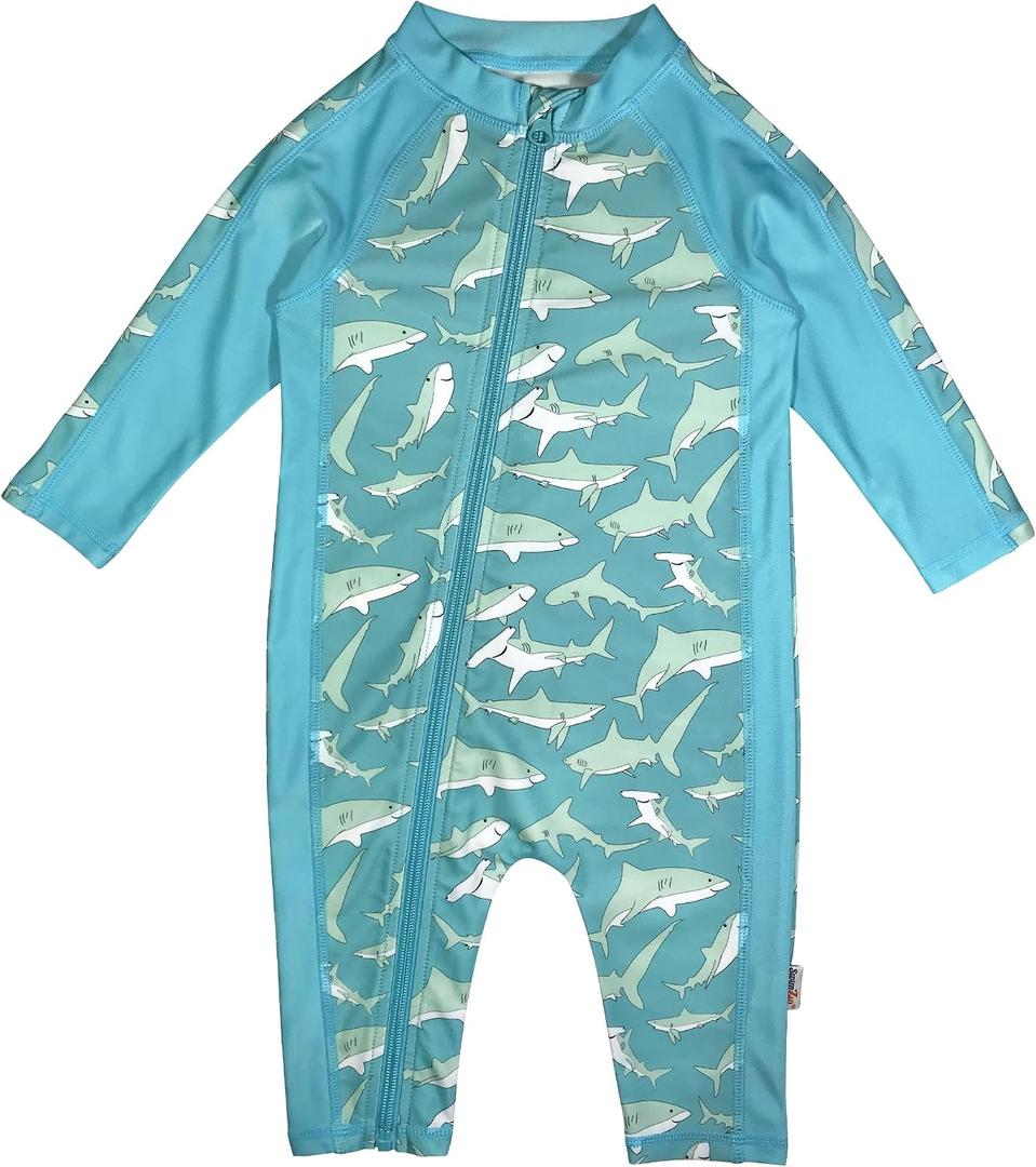 SwimZip Boys' Long-Sleeve UPF 50+ Swimsuit for Baby, Toddler, & Little Boys (M)