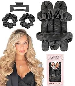 Heatless Curls Overnight No Heat Flexi Rods Large Jumbo Hair Rollers Curlers to Sleep in for Long Hair, Soft Satin Heatless Curling Rod Set for Women Beauty Curly Hair Styling Tools Accessories