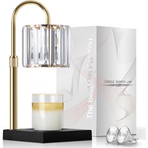 Candle Warmer Lamp, Wax Warmer Candle Lamp Timer & Dimmer 7-Levels, Compatible Most Jar Candles, Top Melting, Cystal Candle Heater Lamp for Scented Wax, Elegant Home Decoration, Black