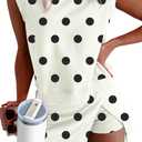 KevaMolly Womens Lounge Sets Ribbed Trim Polka Dot Print Tank Split Mini Skort 2pcs Set Sleeveless Polka Dot Sets XL