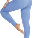 YOLIX Workout Leggings for Women - High Waisted Yoga Pants Tummy Control Compression for Running (Blue, L)