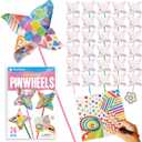 24 Pack DIY Pinwheels Craft for Kids - Summer Spring Crafts for Kids 3-5, 4-6, 4-8 - Fun & Easy Assembly, Bulk STEM Educational Activity for Mother Day, Classroom, Birthday, Party Favor