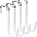 FYY Over The Door Hooks, 4 Pack Hangers Hooks with Rubber Prevent Scratches Heavy Duty Organizer for Living Room, Bathroom, Bedroom, Kitchen Hanging Clothes, Towels, Hats, Coats, Bags White (Short)