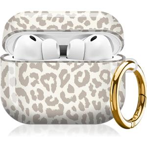 Compatible with AirPod Pro 3 (2025),Cute Case Cover for Women & Men, Full Protection Shockproof Hard Case with Keychain, Wireless Charging Case Accessories(Light Leopard Print)