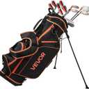 VEVOR Golf Club Set, 12 Pieces Women's Golf Club Complete Set Right Handed with 460CC #1 Driver, #3 & 5 Fairway Wood, #4 Hybrid, #5/ #6/ #7/ #8/ #9/ #PW/ #SW Irons, L-Shaped Putter, Golf Stand Bag, Orange