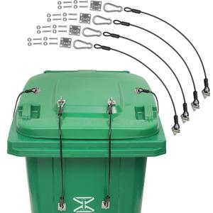 TonGass Garbage Trash Can Lock with Wire Ropes and Stainless Steel Hasps | Universal Trash Can Lock for Various Bins, Garbage Bin Lock for Animals, Bear and Squirrel Proof