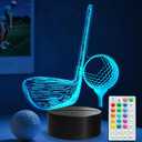 Golf Night Light, Golf Club Gifts, 3D Illusion Lamp with 16 Colors Changing, Timer, 4 Flash Modes and Dimmable, Men Boys Girls Room Decoration, Holiday Xmas Gifts