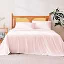 Amazon Basics Cooling Sheets, 4-Piece Bed Sheet Set for Summer, Soft and Breathable, 15-Inch Deep Pocket, Full, Pink