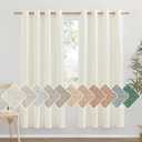 NICETOWN Off White Curtains Linen Blend for Bedroom, Vintage Grommet Thick Flax Semi Sheer Privacy Added Window Treatment Light Filtering for Flat/Apartment, 55" W x 72" L, 2 Panels (Cream)