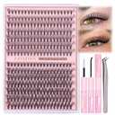 Natural DIY Lash Extension Kit Wispy Lash Clusters D Curl Individual Lashes 20D+30D 280Pcs Lash Clusters Kit 8-16mm Eyelash Extension Kit by FANXITON