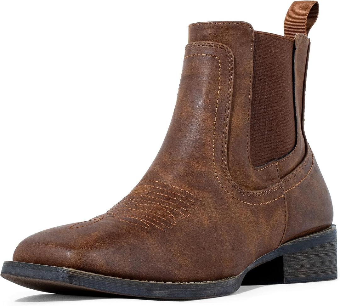 J's.o.l.e Cowboy Boots for Men Western Square Toe Ankle Chelsea Boots (12)