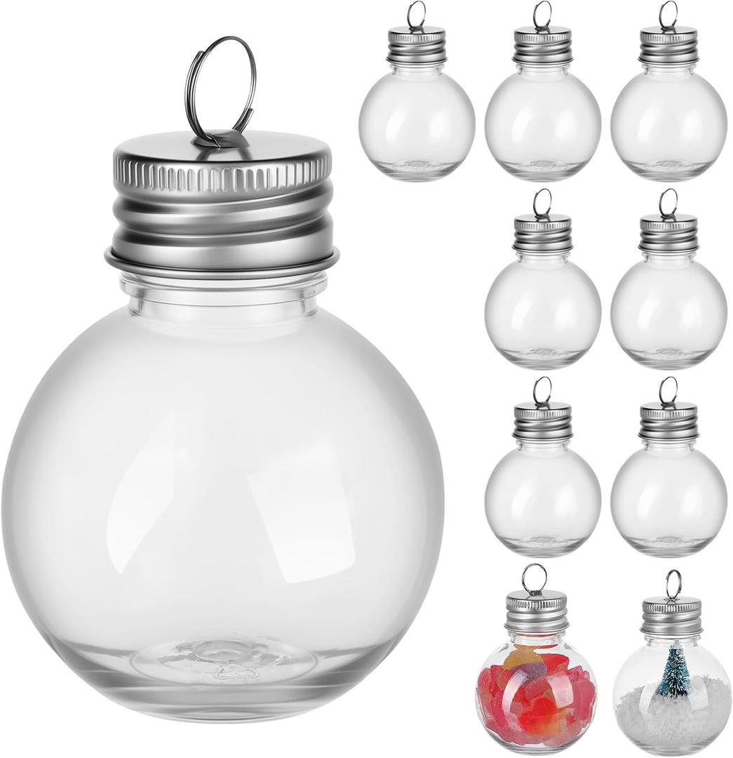 BESPORTBLE Christmas Drink Balls: 10 Pcs Fillable Booze Balls Ornament Clear Plastic Xmas Tree Hanging Ornaments for Drinks Water Candy Party Decoration, 250ML